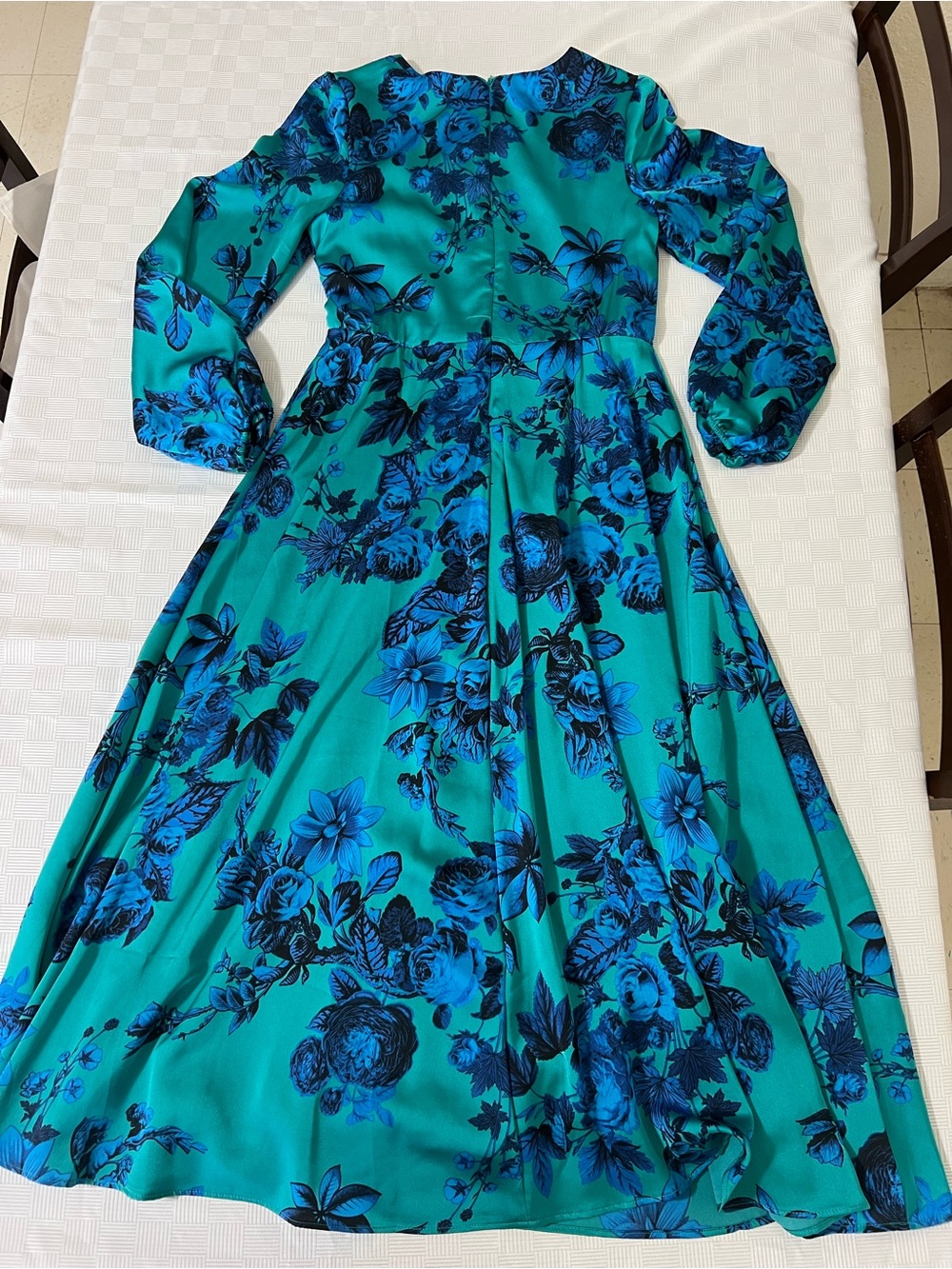Maison Tara Teal Midi Dress with Blue Floral Print - Picture 3 of 6